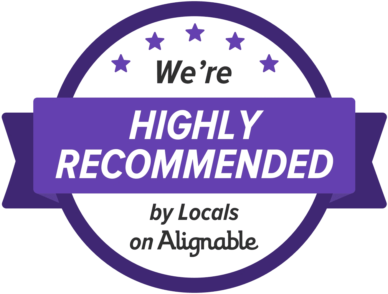 Badge stating 'We're Highly Recommended by Locals on Alignable'.