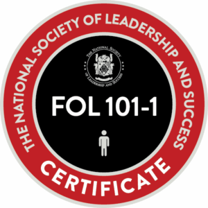Certificate badge for The National Society of Leadership and Success.
